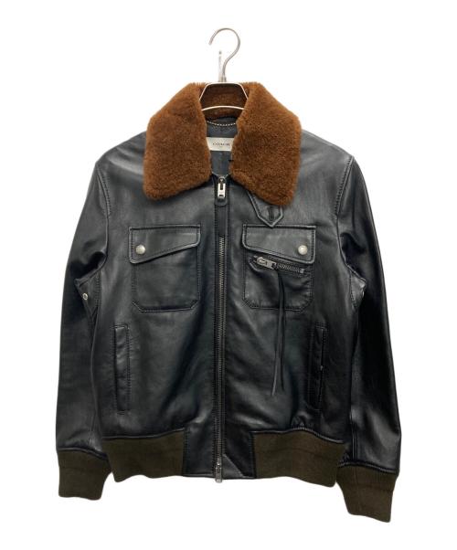 COACH（コーチ）COACH (コーチ) レザーボンバージャケット ブラック サイズ:SIZE 46の古着・服飾アイテム