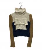 kotohayokozawaコトハヨコザワ）の古着「モヘアハイネックニット」｜ベージュ×ネイビー