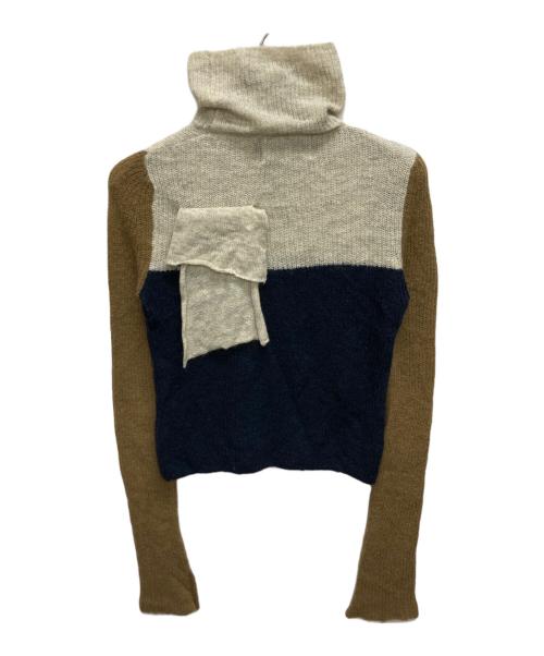 kotohayokozawa（コトハヨコザワ）kotohayokozawa (コトハヨコザワ) モヘアハイネックニット ベージュ×ネイビー サイズ:SIZE FREEの古着・服飾アイテム