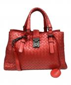 BOTTEGA VENETAボッテガベネタ）の古着「ベビーローマ イントレチャートハンドバッグ」｜レッド