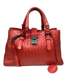 BOTTEGA VENETA（ボッテガベネタ）の古着「ベビーローマ イントレチャートハンドバッグ」｜レッド