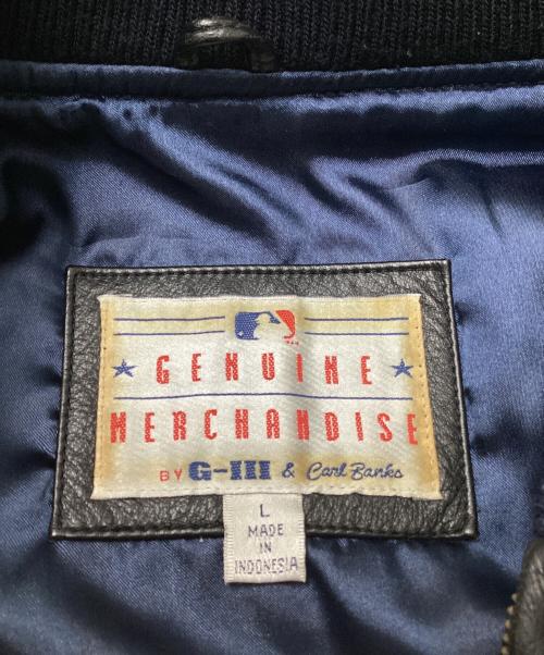 MLB（エムエルビー）MLB (エムエルビー) 90'sレザースタジャン ブラック×ブルー サイズ:SIZE Lの古着・服飾アイテム