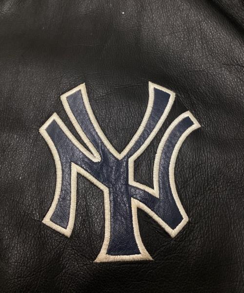 MLB（エムエルビー）MLB (エムエルビー) 90'sレザースタジャン ブラック×ブルー サイズ:SIZE Lの古着・服飾アイテム