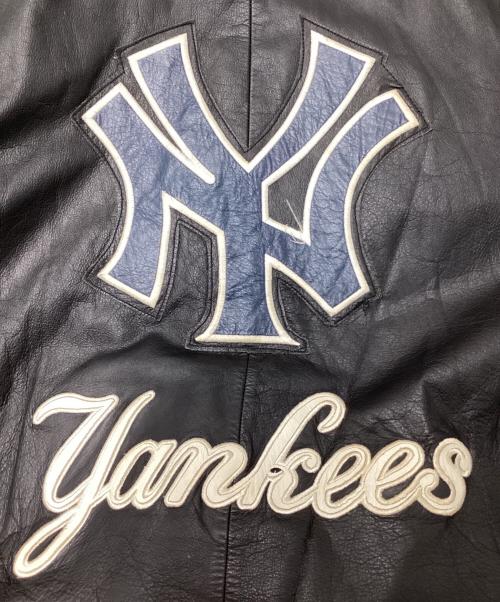 MLB（エムエルビー）MLB (エムエルビー) 90'sレザースタジャン ブラック×ブルー サイズ:SIZE Lの古着・服飾アイテム