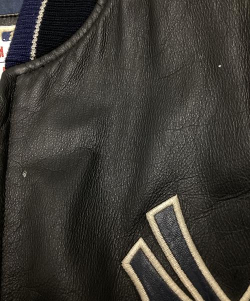 MLB（エムエルビー）MLB (エムエルビー) 90'sレザースタジャン ブラック×ブルー サイズ:SIZE Lの古着・服飾アイテム