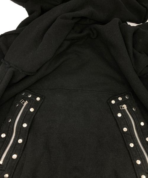 NVRFRGT（ネヴァーフォーゲット）NVRFRGT (ネヴァーフォーゲット) RECYCLED COTTON STUDDED HOODED SWEATSHIRT ブラック サイズ:１の古着・服飾アイテム
