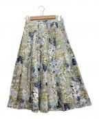 SEVEN TEN by MIHO KAWAHITOセブン テン バイ ミホ カワヒト）の古着「プリントプリーツスカート」｜ベージュ×ブルー