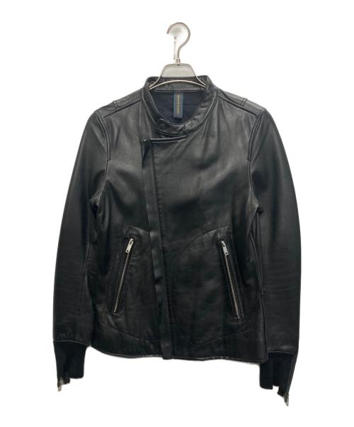 MIHARA YASUHIRO（ミハラヤスヒロ）MIHARA YASUHIRO (ミハラヤスヒロ) 袖リブ ラムレザーライダースジャケット ブラック サイズ:44の古着・服飾アイテム