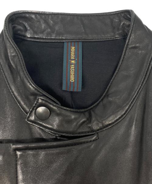 MIHARA YASUHIRO（ミハラヤスヒロ）MIHARA YASUHIRO (ミハラヤスヒロ) 袖リブ ラムレザーライダースジャケット ブラック サイズ:44の古着・服飾アイテム