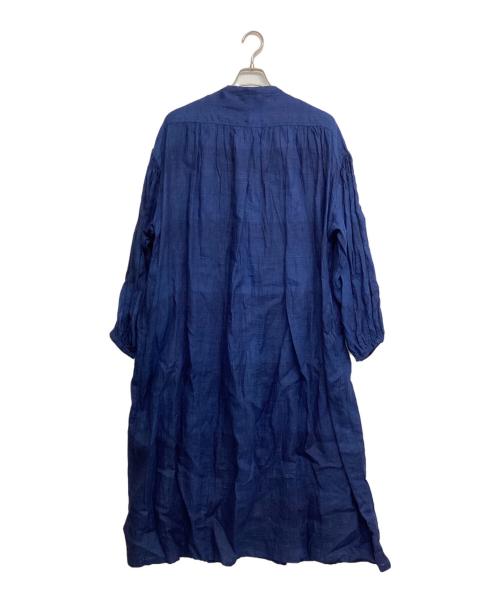 ICHI Antiquites（イチアンティークス）ICHI Antiquites (イチアンティークス) ピンタックリネンシャツワンピース ブルー サイズ:Freeの古着・服飾アイテム