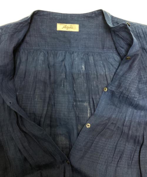 ICHI Antiquites（イチアンティークス）ICHI Antiquites (イチアンティークス) ピンタックリネンシャツワンピース ブルー サイズ:Freeの古着・服飾アイテム