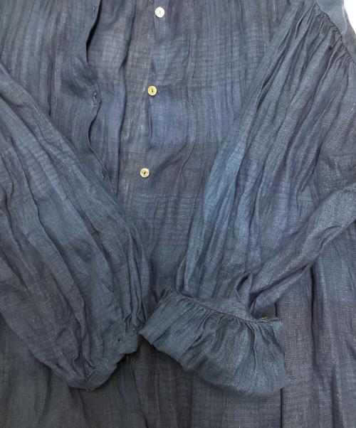 ICHI Antiquites（イチアンティークス）ICHI Antiquites (イチアンティークス) ピンタックリネンシャツワンピース ブルー サイズ:Freeの古着・服飾アイテム