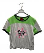 Heaven by Marc Jacobsヘブンバイマークジェイコブス）の古着「HEART PANEL BABY TEE」｜グレー×グリーン