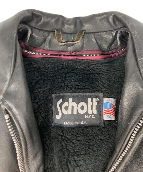Schott（ショット）Schott (ショット) レザートラッカージャケット ブラック サイズ:SIZE 34の古着・服飾アイテム