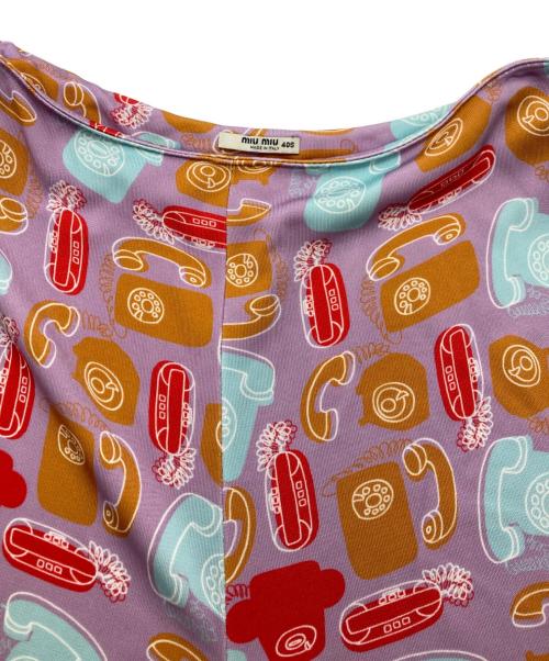MIU MIU（ミュウミュウ）MIU MIU (ミュウミュウ) 総柄レーヨンパンツ ラベンダー サイズ:SIZE 40Sの古着・服飾アイテム