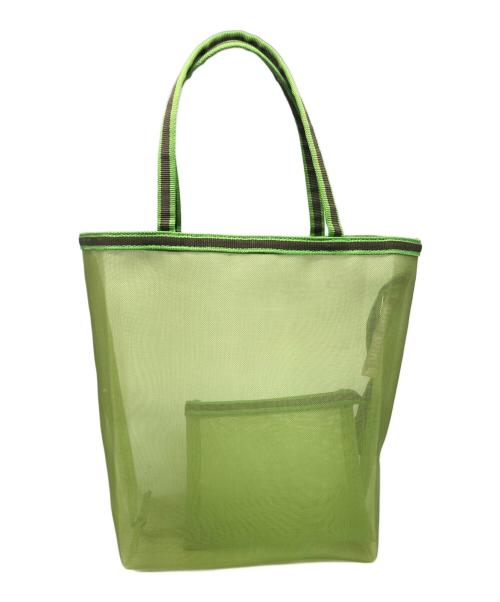 MIU MIU（ミュウミュウ）MIU MIU (ミュウミュウ) ポーチ付きメッシュトートバッグ 黄緑の古着・服飾アイテム