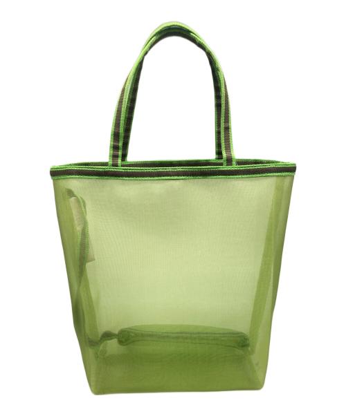 MIU MIU（ミュウミュウ）MIU MIU (ミュウミュウ) ポーチ付きメッシュトートバッグ 黄緑の古着・服飾アイテム