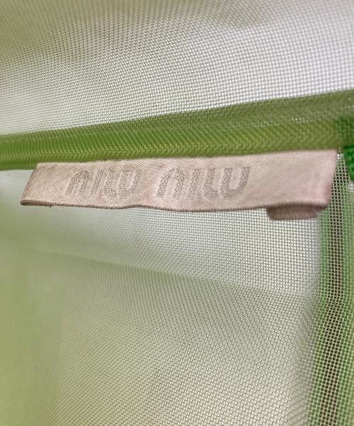 MIU MIU（ミュウミュウ）MIU MIU (ミュウミュウ) ポーチ付きメッシュトートバッグ 黄緑の古着・服飾アイテム