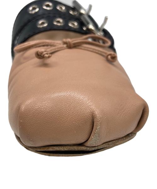 MIU MIU（ミュウミュウ）MIU MIU (ミュウミュウ) レザーバレエシューズ ベージュ サイズ:SIZE 40の古着・服飾アイテム