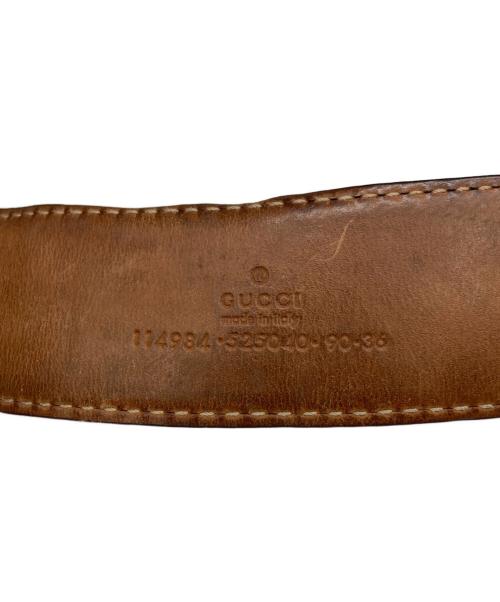 GUCCI（グッチ）GUCCI (グッチ) インターロッキングGレザーベルト グリーン×ブラウン サイズ:SIZE 90・36の古着・服飾アイテム
