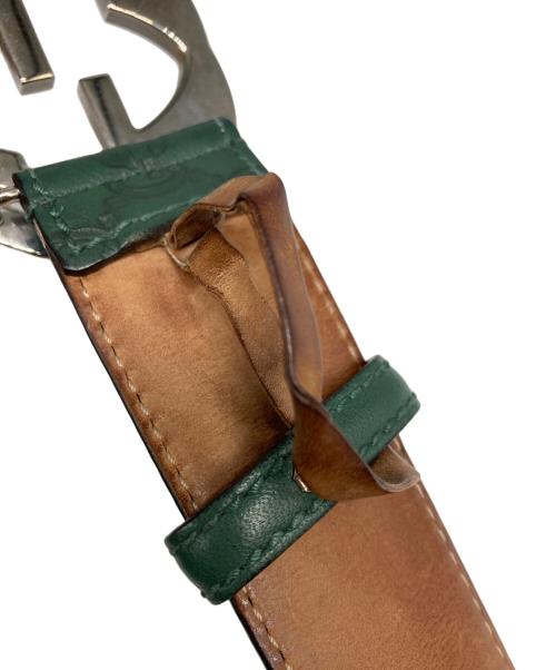GUCCI（グッチ）GUCCI (グッチ) インターロッキングGレザーベルト グリーン×ブラウン サイズ:SIZE 90・36の古着・服飾アイテム