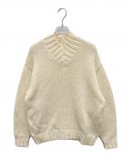 AURALEEオーラリー）の古着「SUPER FINE WOOL AIRY KNIT V-NECK P/O」｜アイボリー
