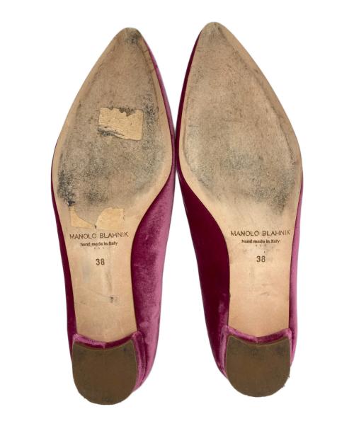 Manolo Blahnik（マノロブラニク）Manolo Blahnik (マノロブラニク) HANGISIベロアフラットパンプス ピンク サイズ:SIZE 38の古着・服飾アイテム
