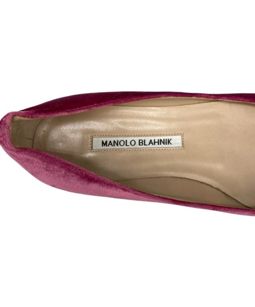 Manolo Blahnik（マノロブラニク）Manolo Blahnik (マノロブラニク) HANGISIベロアフラットパンプス ピンク サイズ:SIZE 38の古着・服飾アイテム