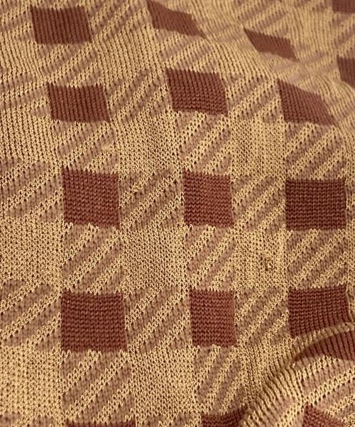 Mame Kurogouchi（マメクロゴウチ）mame kurogouchi (マメクロゴウチ) Multi Plaid Geometric Cropped Knit Top ブラウン サイズ:SIZE 1の古着・服飾アイテム