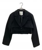 UN3D.アンスリード）の古着「レイヤードウールショートジャケット」｜ブラック