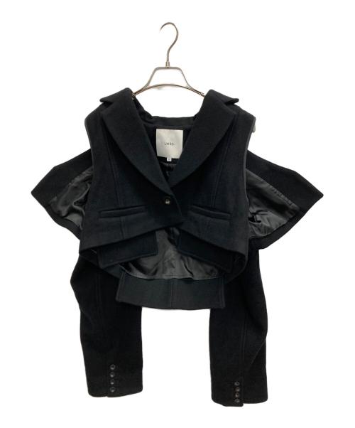 UN3D.（アンスリード）UN3D. (アンスリード) レイヤードウールショートジャケット ブラック サイズ:SIZE 36の古着・服飾アイテム