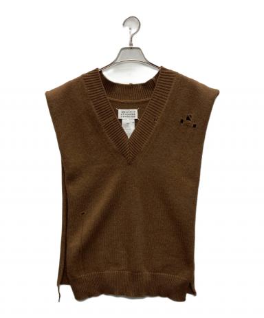 メゾンマルジェラ 21AW S51TH0072 グリーン デストロイドタバードニットベスト S メゾンマルジェラ Maison Margiela 21AW デストロイ タバードニット