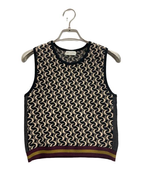 DRIES VAN NOTEN（ドリスヴァンノッテン）DRIES VAN NOTEN (ドリスヴァンノッテン) ジャガードニットベスト ベージュ×ブラック サイズ:SIZE Sの古着・服飾アイテム