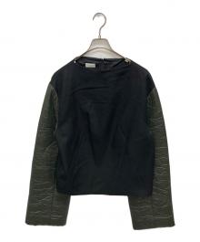 DRIES VAN NOTEN（ドリスヴァンノッテン）の古着「袖切替ウールプルオーバー」｜ブラック×カーキ