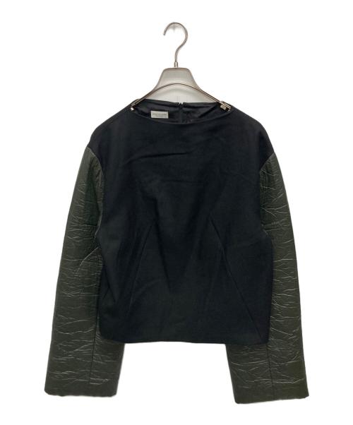 DRIES VAN NOTEN（ドリスヴァンノッテン）DRIES VAN NOTEN (ドリスヴァンノッテン) 袖切替ウールプルオーバー ブラック×カーキ サイズ:SIZE XSの古着・服飾アイテム