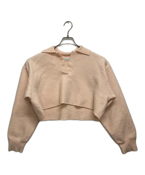DRIES VAN NOTEN（ドリスヴァンノッテン）DRIES VAN NOTEN (ドリスヴァンノッテン) ウールフェルトクロップニット ピンク サイズ:SIZE Sの古着・服飾アイテム