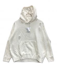 bodysong.（ボディソング）の古着「BO MELTED DAMAGE HOODIE」｜ホワイト