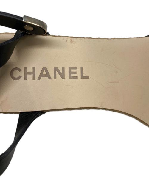 CHANEL（シャネル）CHANEL (シャネル) クレープウェッジソールサンダル ブラック サイズ:SIZE 37 1/2の古着・服飾アイテム