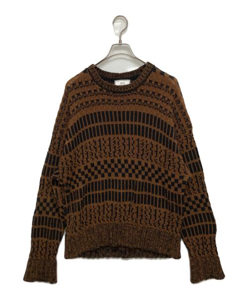 AMI Alexandre Mattiussi（アミアレクサンドルマテュッシ）AMI Alexandre Mattiussi (アミアレクサンドルマテュッシ) コットンリネンオーバーサイスニット ブラウン サイズ:SIZE Lの古着・服飾アイテム