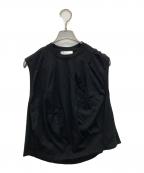 VIVIANOヴィヴィアーノ）の古着「IRREGULAR PLEATEDSLEEVELESS T-SHIRT」｜ブラック