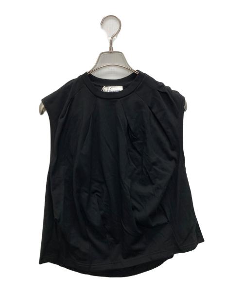 VIVIANO（ヴィヴィアーノ）VIVIANO (ヴィヴィアーノ) IRREGULAR PLEATEDSLEEVELESS T-SHIRT ブラック サイズ:SIZE Mの古着・服飾アイテム
