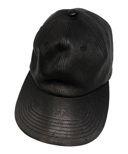 kijima takayuki（キジマタカユキ）kijima takayuki (キジマタカユキ) DEER LEATHER 6P CAP ブラックの古着・服飾アイテム