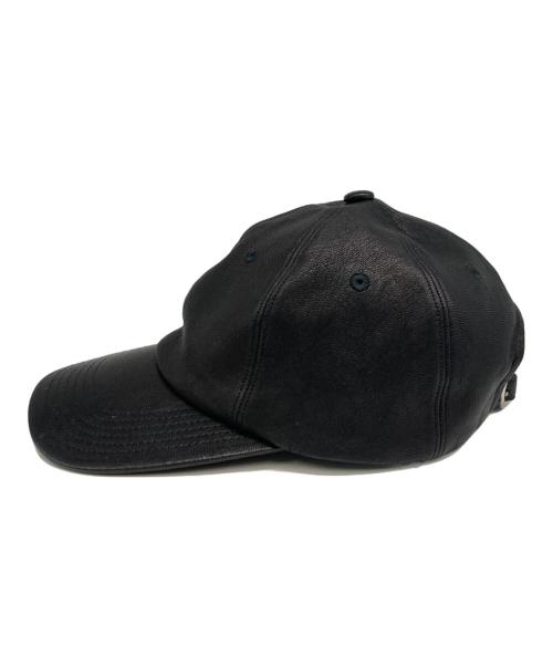 kijima takayuki（キジマタカユキ）kijima takayuki (キジマタカユキ) DEER LEATHER 6P CAP ブラックの古着・服飾アイテム