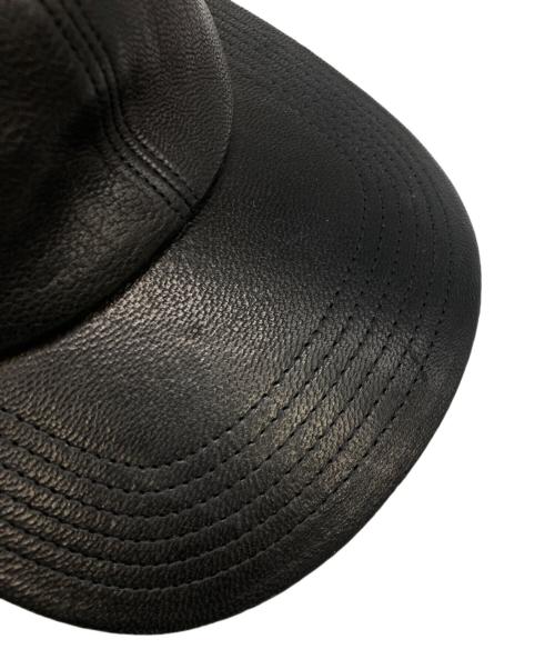 kijima takayuki（キジマタカユキ）kijima takayuki (キジマタカユキ) DEER LEATHER 6P CAP ブラックの古着・服飾アイテム