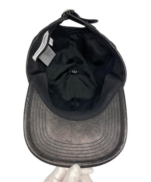 kijima takayuki（キジマタカユキ）kijima takayuki (キジマタカユキ) DEER LEATHER 6P CAP ブラックの古着・服飾アイテム