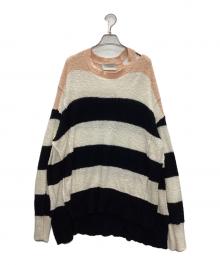 Licht Bestreben（リヒトベシュトレーベン）の古着「ピンチョスヤーンサイドベントサマーニット」｜ベージュ×ブラック