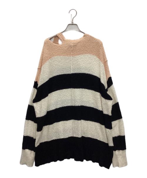 Licht Bestreben（リヒトベシュトレーベン）Licht Bestreben (リヒトベシュトレーベン) ピンチョスヤーンサイドベントサマーニット ベージュ×ブラック サイズ:SIZE　2の古着・服飾アイテム