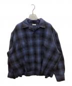 Name.ネーム）の古着「WOOL OMBRE CUT-OFF SHORT SHIRT」｜ブルー×ブラック