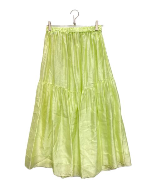 BLAMINK（ブラミンク）BLAMINK (ブラミンク) シルク ギャザー ロング スカート グリーン サイズ:SIZE 38の古着・服飾アイテム