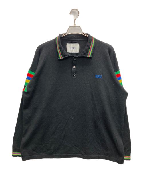 BODE（ボーディ）BODE (ボーディ) Long Sleeve Knitted Logo Polo ブラック サイズ:SIZE XLの古着・服飾アイテム